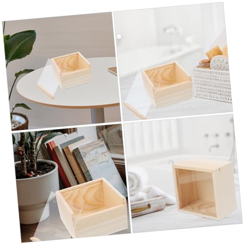 Luxshiny 2Pcs Acrylic Sliding Lid Storage Box Visible Wooden Craft Organizer for Jewelry and Small Items Multi-Purpose Storage Solution