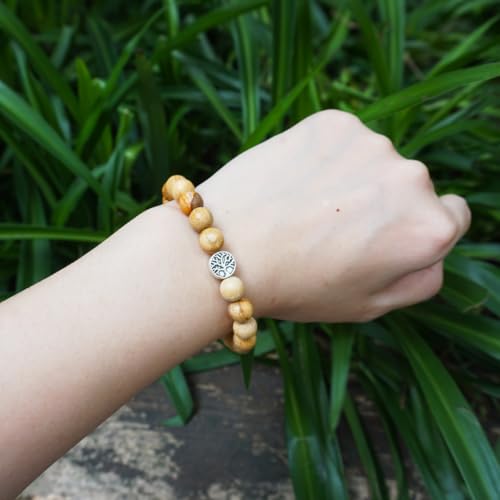 Single-pack of pure gemstone bracelets… - color: 8MM-Palo Santo-Silver
