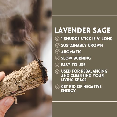 Ancient VEDA Sage Smudge Kit | Lavender, Sweetgrass, & Palo Santo Sticks Smudging Kit for Meditation, Yoga, Reiki, Home Cleansing, & Aromatherapy (Starter Kit, Lavender Sage) - color: Lavender Sage, size: Starter Kit