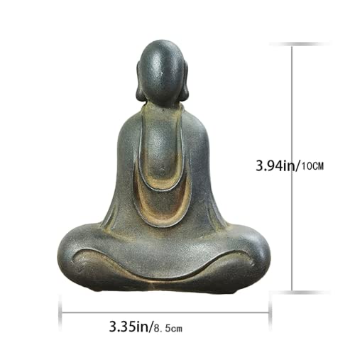 NA Solid Creative Cast Ironfaceless Buddha Statue Figurine, Black Abstract Study Meditation Room Garden Handmade Buddha Statue Sculpture