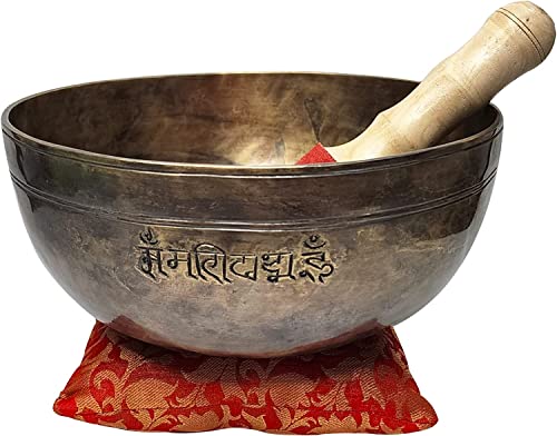 Royal Kurta Devyom 10"" Large Hand Hammered Himalayan Full Moon Singing Bowl Meditation Healing Bowl With Mallet And Silk Cushion, SINGING-NEW-153
