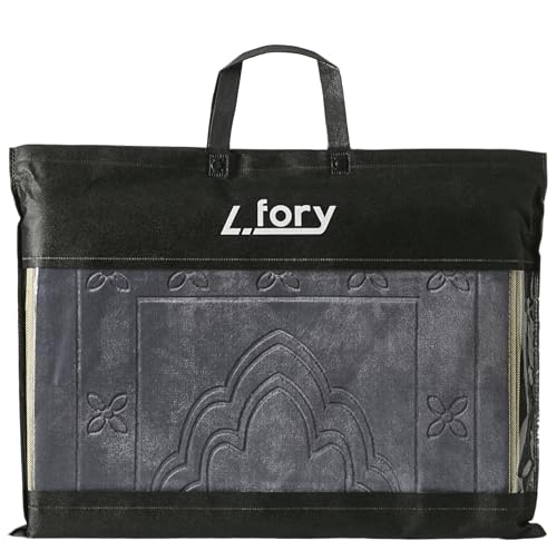 Prayer Rug with Back Support/Foldable Meditation Floor Chair & Carrying Pocket (Gray) - color: Grey