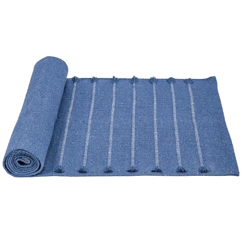 Sivi Herbal Organic Cotton Yoga Mat - Eco-Friendly Hand-Woven Non-Slip Rug - Thick & Comfortable (24”x72”x5mm) for Home Fitness & Yoga - color: Indigo Moon