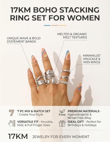 16 PCS Gold Chunky Rings Set for Women, 14k Gold Plated Thick Dome Stackable Open Rings Trendy Dainty Minimalist Jewelry Gifts - color: 03-Silver