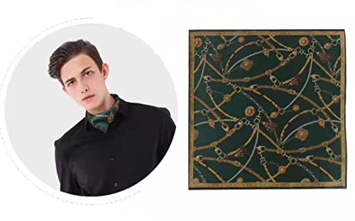 ANDANTINO 100% Mulberry Silk Scarf -21” Lightweight Square Neckerchief – Breathable Digital Printed Scarves with Gift Packed - color: Blackish Green