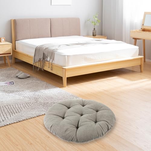 ULTECHNOVO Floor Cushion Thick Corduroy Meditation Pillow Soft Seating Pad for Adults 42cm Diameter 6-8cm Height Charcoal Gray Floor Seat for Yoga Living Room and Outdoor Use