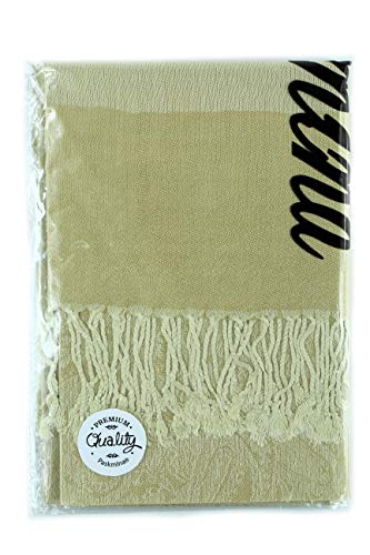 PASKMLNA Paisley Jacquard Pashmina Shawl Wrap Scarf Stole - color: Champagne