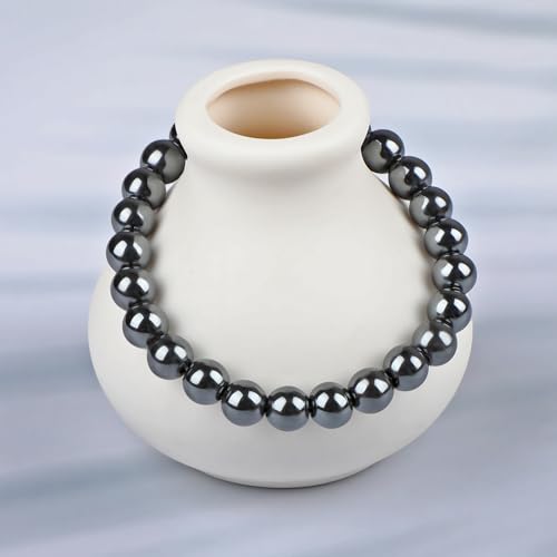 LPBeads Handmade Natural Gemstone Stretch Elastic Bracelet Healing Crystal Round Stone Beads Jewelry Gifts for Women Men - color: Hematite, size: 8mm