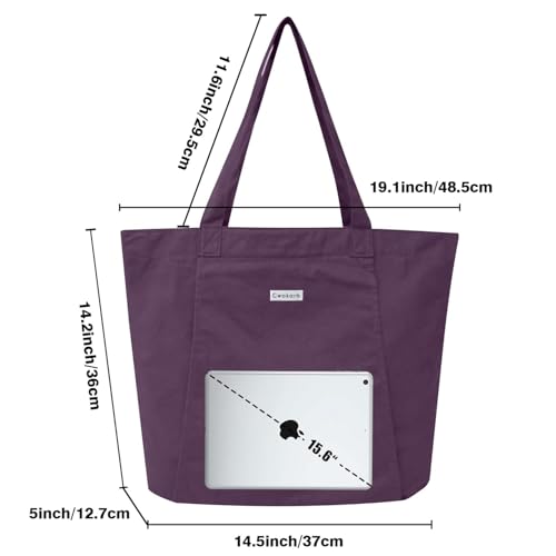 Yoga Mat Bag for Women, 100% Cotton Canvas Tote with Wet/Dry Pocket, Bottle Holder and Inner Zipper Pocket, 25L Carrier for Pilates and Travel - color: Purple