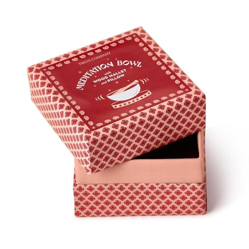 Two's Company Chakra Mini Singing Bowl Set, 3-Inch, Brass, Red