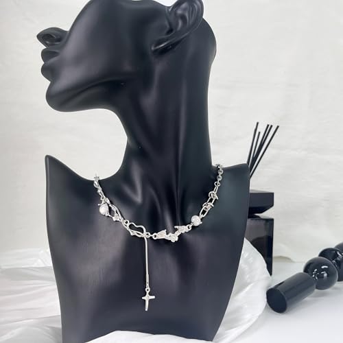 Y2k Irregular Necklace Star Pendant Moonlight Stone Fashion Collar Chain Design Spicy Silver Jewelry for Women - color: Style7