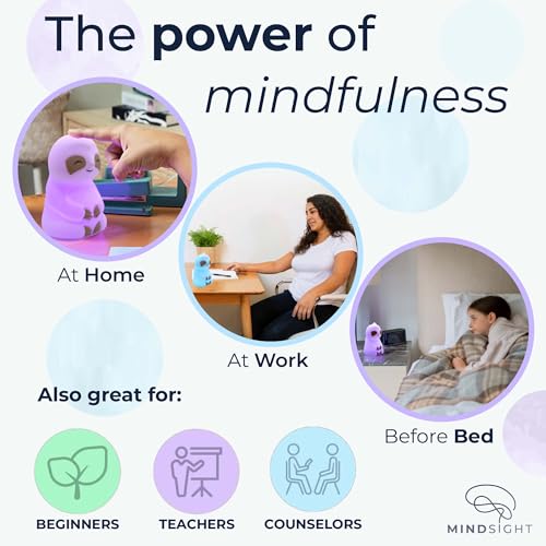 Mindsight 'Breathing Buddha' Guided Visual Meditation | 3 Modes to Slow Your Breathing & Calm Your Mind | Stress & Anxiety Relief | Wellness Gift | Adults, Kids, Classrooms | USB Rechargeable - size: Sloth (Sound)