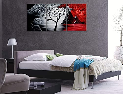 Wieco Art Extra Large The Cloud Tree Modern Gallery Wrapped Giclee Canvas Print Artwork Abstract Landscape 3 panels Pictures on Canvas Wall Art Ready to Hang for Living Room Kitchen Home Decor XL - size: 20x28inchx3pcs