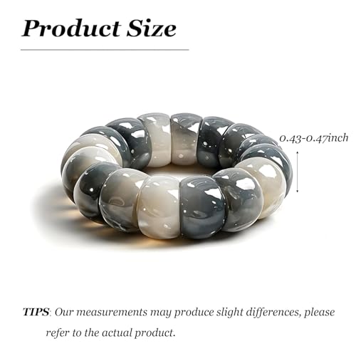 Roe Dolph Bodhi Bead Fidget Anxiety Bracelet for Women Men Chunky Stretch Beaded Mindful Jewelry Daily Reminder Gift for Mom Wife Friend - color: A9:grey
