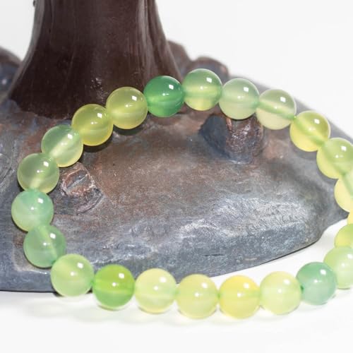 8mm Natural Gemstone Stretch Bracelet, Handmade Unisex Crystal Bracelets for Meditation, Yoga, Spiritual Healing & Positive Energy - color: Prehnite