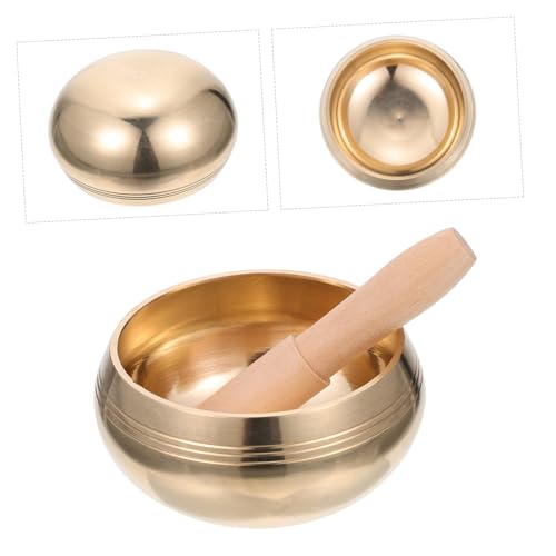 SECFOU Meditation Bowl Yoga Sound Bowl Mallet Tibetan Singing for Calmness and Meditation - size: 9.5x9.5x6cm