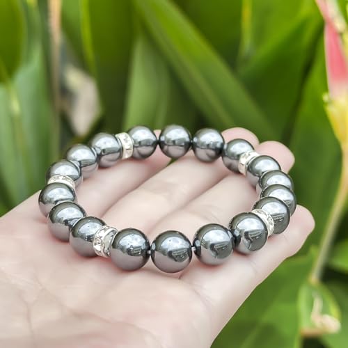 Healing Bracelet For Women Anxiety Crystal Bracelet Chakra Beaded Bracelets Rose Quartz Crystals And Healing Stones Yoga Bead Bracelet Calming Stretch Bracelet Stress Relief Gifts For Women - color: Black-Hematite