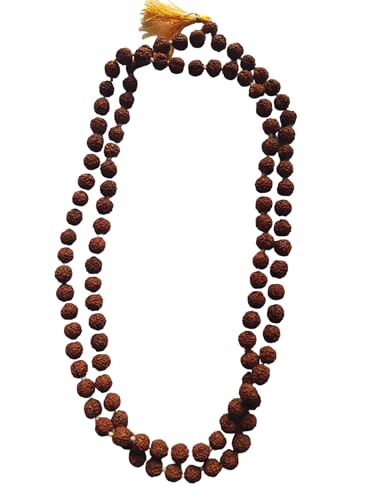 BHAVICREATION Rudraksha Mala with Gomukhi japa Bag 108 Beads Hare Krishna Mala Puja samagri (Rudraksha mala 9 mm) - color: Rudraksha Mala 9 MM