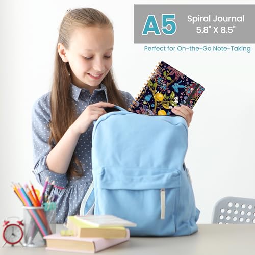 Lined Spiral Journal Notebook, A5 College Ruled Notebook for Journaling, Note-Taking, and Daily Planning, Durable Hardcover with an Elegant Design, Hummingbird - color: Y.Hummingbird
