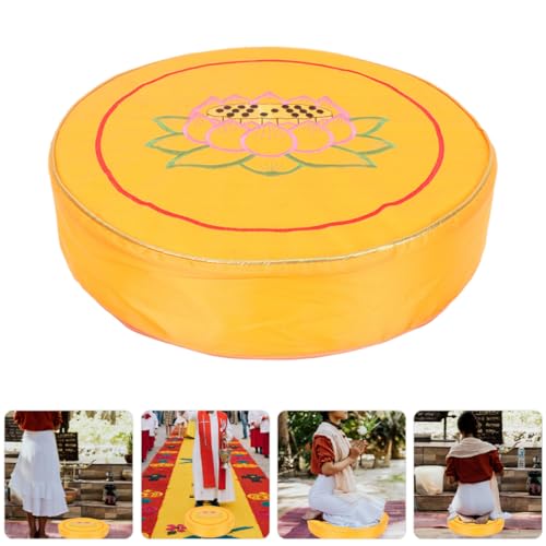 Garneck Meditation Floor Pillow Yellow Floral Seat Cushion Thick Small Zabuton Cushion for Sitting Yoga and Buddhist Worship Floor Mat