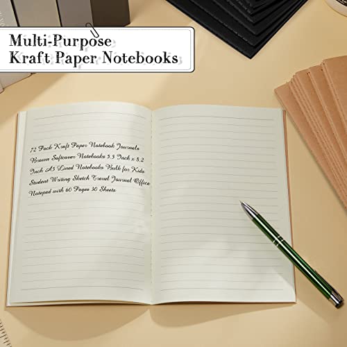 Sabary 72 Pack Kraft Paper Notebook Journals 5.5 Inch x 8.3 Inch A5 Notebook in Bulk Softcover Ruled for Writing Sketch Travel Journal with 60 Pages 30 Sheets(Black,Brown,Line) - color: Black,Brown, style: Line