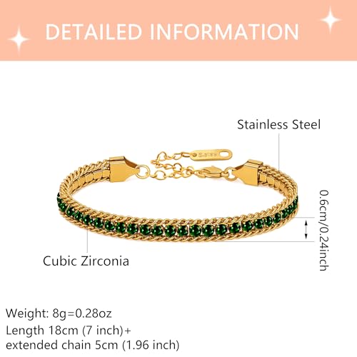 Colorful Tennis Bracelet - Adjustable Boho Stackable Crystal Jewelry for Best Friends Bridesmaids Party Gift Women YA6108 - color: Green