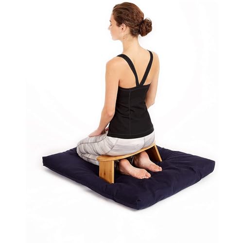 Folding Meditation Bench, Foldable Bamboo Yoga Kneeling Stool, Ergonomic Meditation Chair for Sitting on Floor