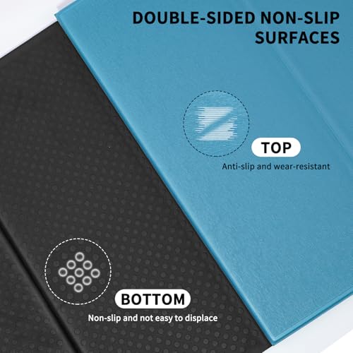 Foldable Extra Large Yoga Mat 74"×31.5", 8mm Double-Sided Non Slip Lightweight Fitness Mat for Man & Woman, Portable for Home Studio & Travel - color: Blue+Black