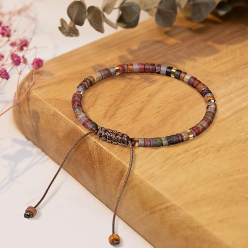 Thank You Gifts for Women: Teacher Appreciation Office Gifts for Coworkers Employee Boss Lady Manager Colleague Natural Stone Bracelet - color: RED-Graduation