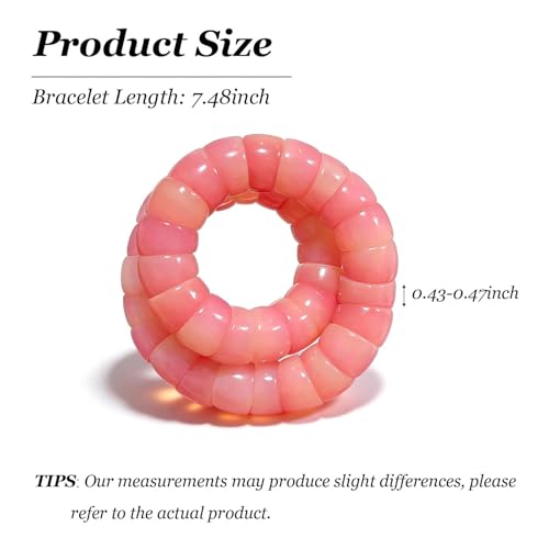 Roe Dolph Bodhi Bead Fidget Anxiety Bracelet for Women Men Chunky Stretch Beaded Mindful Jewelry Daily Reminder Gift for Mom Wife Friend - color: A4:pink