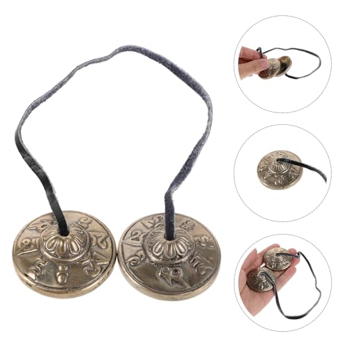 Nepalese Tingsha Finger Cymbals 4.5cm White Copper Tibetan Sound Therapy Bells Yoga Meditation Percussion Instrument for Mindfulness and Spiritual Practice
