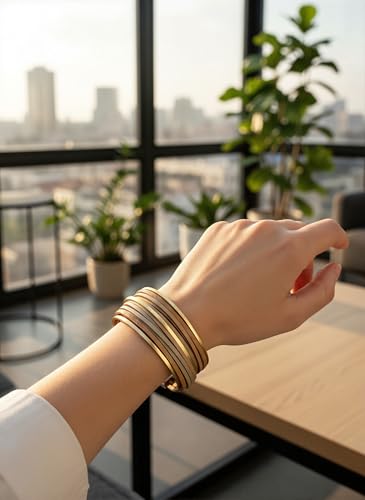 Edoneery Leather Wrap Bracelet for Women, Boho Handmade Multi-Layer Cuff with Crystal Beads Heart, Stackable Bangle Western Jewelry Gift - style: Leather(Gold)