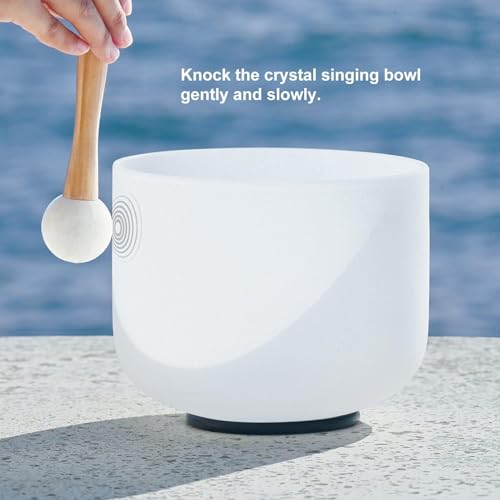 CVNC 432HZ 12 Inch C Note Root Chakra Frosted Quartz Crystal Singing Bowl Meditation Therapy Sound Healing Instrument Sound Bath Bowl with Mallet and O-ring - size: 12 inch C
