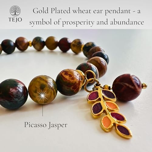 TEJO Natural Stone Bracelet for Women - size: 6.5 inches, style: Picasso Jasper