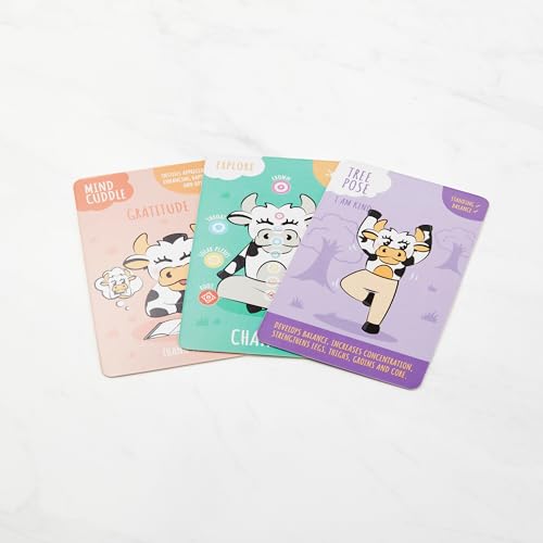 Myga Mindfulness Yoga Cards for Kids, 59 Interactive Yoga Pose Cards with Positive Affirmations, Breathing Exercises, Fun Facts and Activities