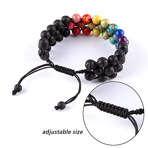 8mm Natural Lava Rock Stone Bracelets for Men, Healing Crystal Essential Oil Diffuser Beads Bracelet Chakra Yoga Energy Anxiety Gemstone Bracelet - color: Lava Rock + Agate