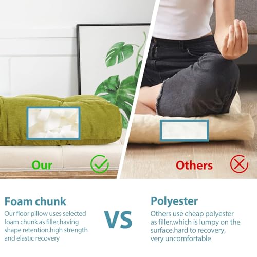 Square Meditation Pillow, Large Floor Pillow Cushion,Solid Thick Tufted Seat Cushion Janpanese Quilted Chair Mat for Balcony Bedroom Tatami Living Room(55x55cm, B) - color: B