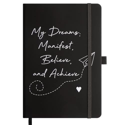 A5 Lined Journal Notebooks for Man, 192 Pages Leather Hardcover Notebooks, 5.7 x 8.5 inch Journaling Notebooks for Work, Writing, School, Black