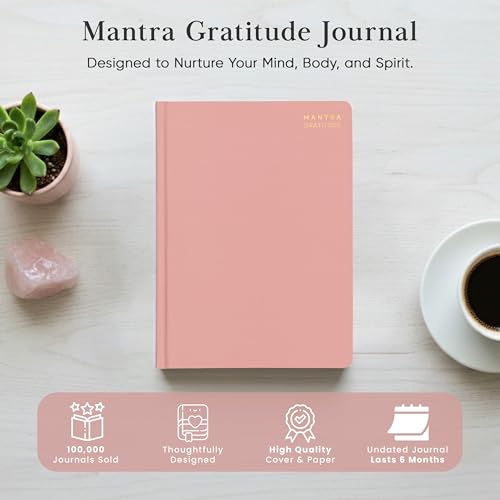 Gratitude Journal For Women & Men - Mental Health, Self Love & Self Care Journal - Pink - 5.8" x 8.3" - Mantra Planner - color: Pink