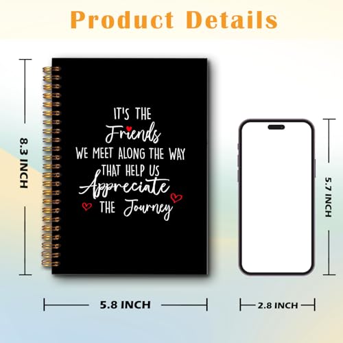 JINYO Friend Gifts Notebook, Gifts for Best Friend Journal, Friendship Gift Journal, It's the Friends We Meet Along the Way That Help Us Appreciate the Journey Spiral Notebooks 5.5x8.3 Inch(black) - color: white Friend Notebook(black)