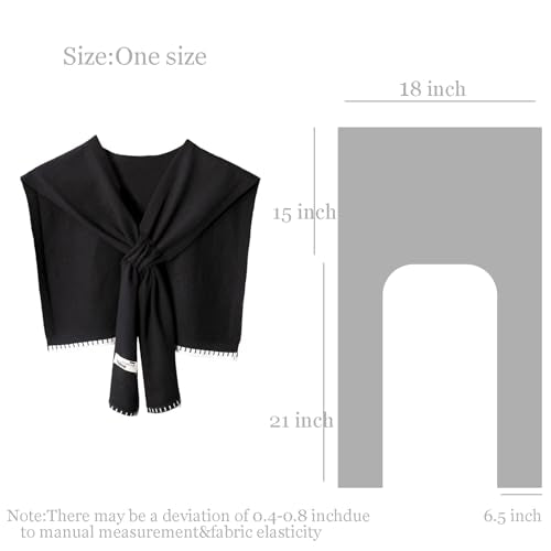 Sweater Shawl Wraps for Women Fashion Knitted Shoulder Shawls Ponchos Casual Sweaters Scarf Cape Wraps with Sleeves - color: 08 Black/White Trim