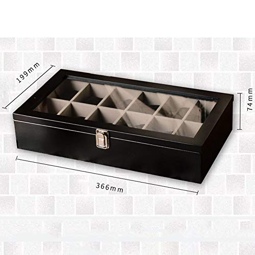 Solid Wood Storage Box with 12 Compartments & Glass Sunroof - Versatile Organizer for Home, Office, Crafts & Toys - Stylish, Durable & Space-Saving Solution - size: white