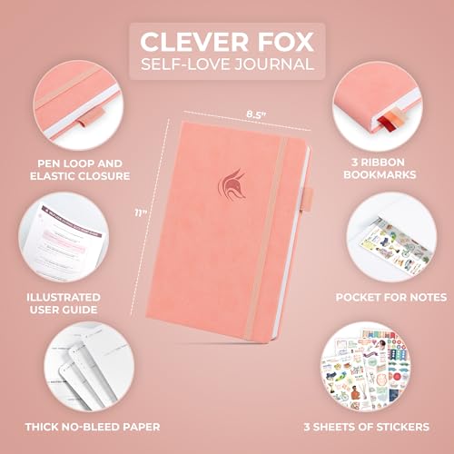 Clever Fox Self-love Journal – Guided Self-Discovery Log for Self-care, Reflection & Self-help, Mental Health, Gratitude & Mindfulness (Peach Pink) - color: Peach Pink