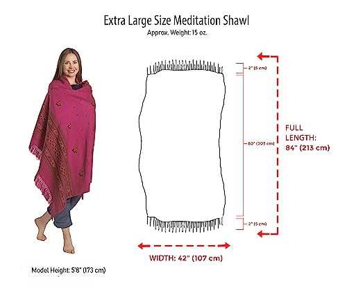 Exotic Vegan Meditation Shawl - Large Unisex Prayer Wrap, Oversize Scarf & Versatile Indian Style Blanket