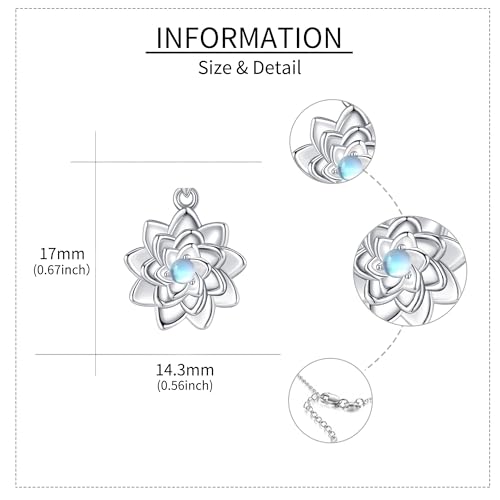 Hukkun Sterling Silver Lotus/Star Fidget Spinning Anxiety Relieving Necklace Jewelry Gift for Women - style: Spining Lotus Moonstone