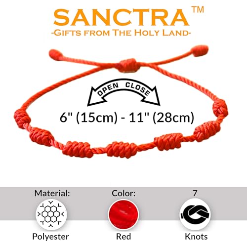 Red String Bracelet, Protection, Luck and Love, Handmade in the Holy Land, Hindu, Buddhist and East Asian Faith Symbol, Evil Eye Strand for Men and Women, Spiritual and Adjustable Bracelet, with CoA - style: Red String Bracelet - 7 Knots