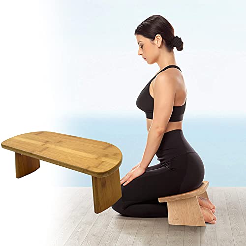 Lightweight and Durable Meditation Bench, Good Toughness Yoga Benchtop with Foldable Legs, Ergonomic Bamboo Zen Stool for Deep Meditation
