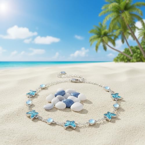 CRMAD 925 Sterling Silver Daisy/Sunflower Moonstone Anklet Daisy Flower Ankle Bracelet for Women Beach Dainty Jewelry - size: 7+2 inch, style: butterfly