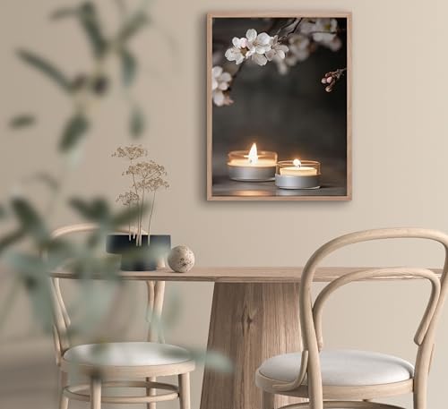 ZHJIOFXG 3 Piece Zen Canvas Wall Art Stacked Stones Cherry Blossom Candle Spa Wall Decor Calming Minimalist Neutral Poster Print Art for Bathroom Bedroom Yoga Room Office Living Room 12x16in Unframed - size: 16L''x12W''