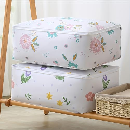 Large Capacity Clothes Storage Bag Organizer with Strong Zippers for Clothes, Quilts, Pillows (Seahorse) - style: Seahorse